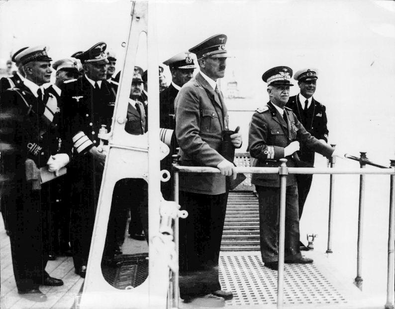 Adolf Hitler and King Viktor Emanuel III. - during the naval review on board of the war ship ‘Conte di Cavour’